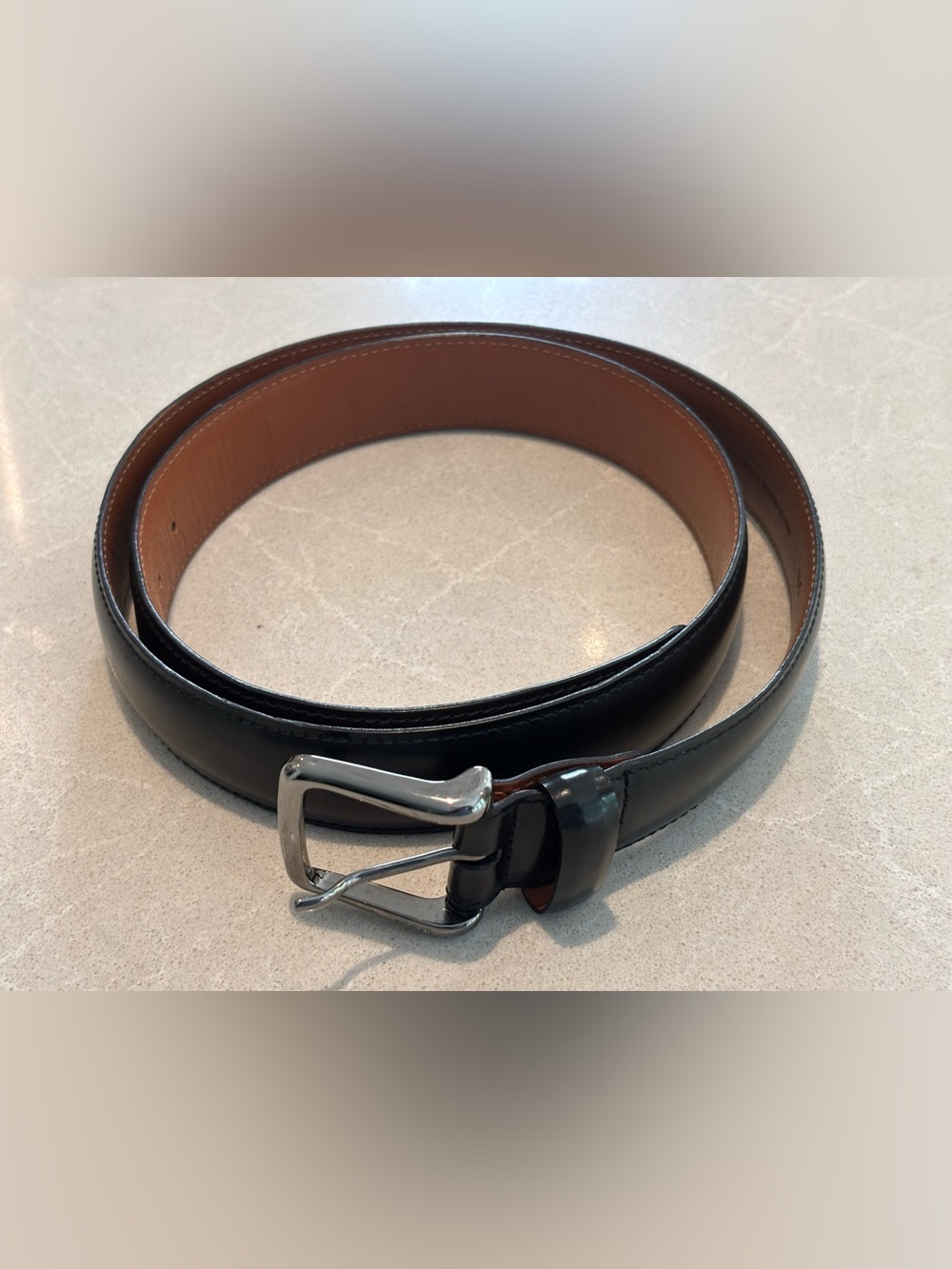 Tod's Men's Black Smooth Leather Classic Dress Belt Silver Buckle 105 42 Luxury